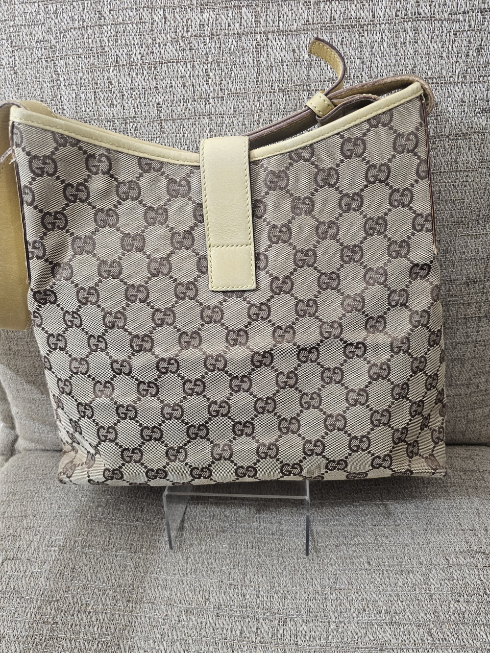 GUCCI Vintage GG Monogram Canvas Jackie Shoulder Bag W COA - Picture 3 of 9